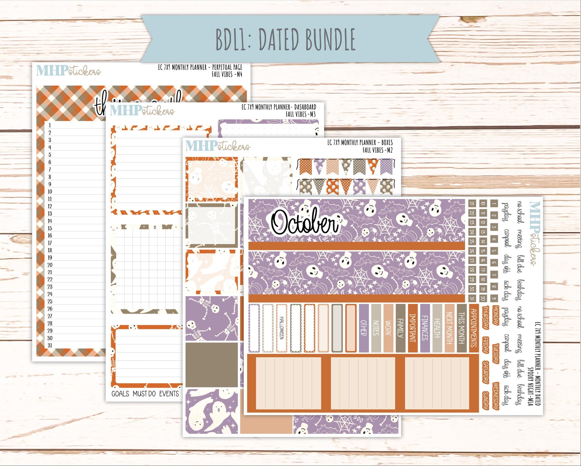 OCTOBER Monthly Kit for 7x9 Erin Condren Planners. 2026 Collection "Spooky Night" || ECM
