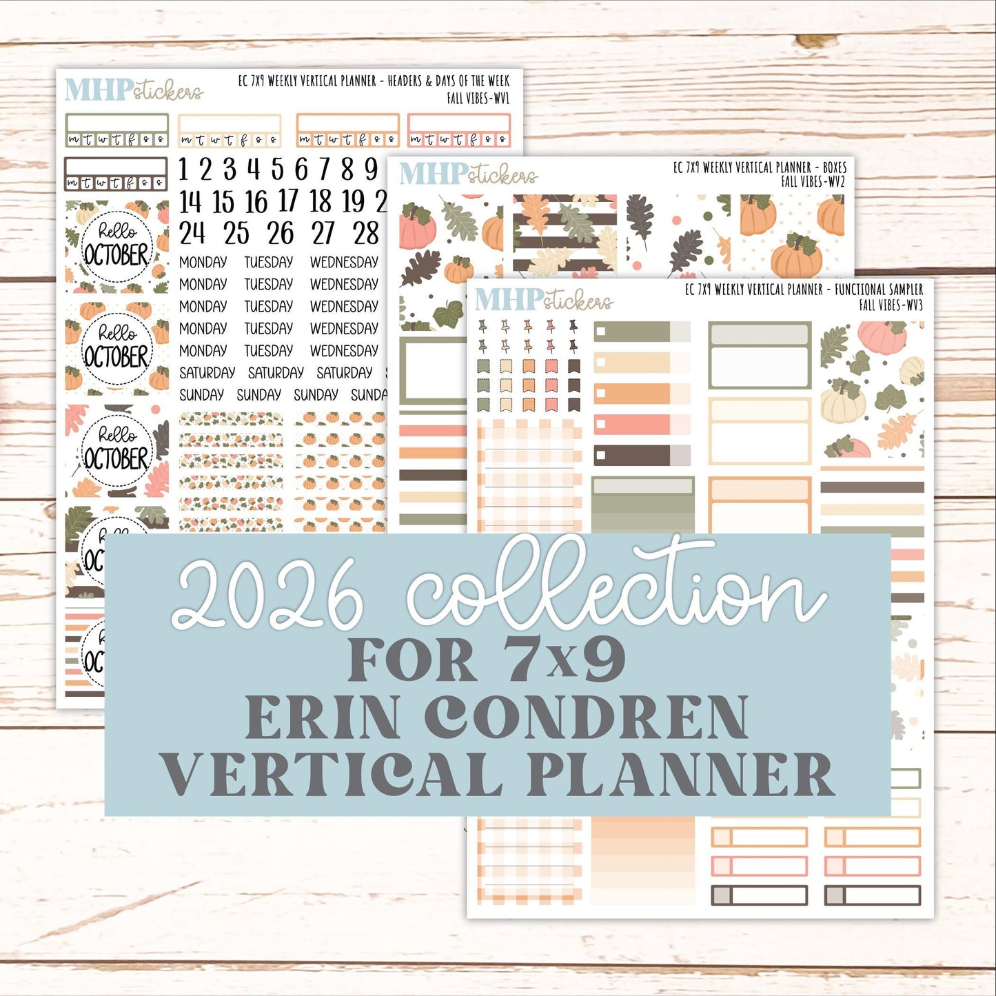 OCTOBER Weekly Vertical Kits for 7x9 Erin Condren Planners. 2026 Collection "Fall Vibes" || ECWV