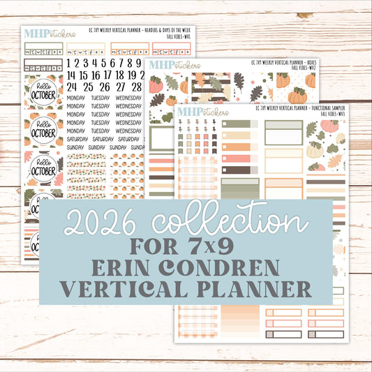OCTOBER Weekly Vertical Kits for 7x9 Erin Condren Planners. 2026 Collection "Fall Vibes" || ECWV