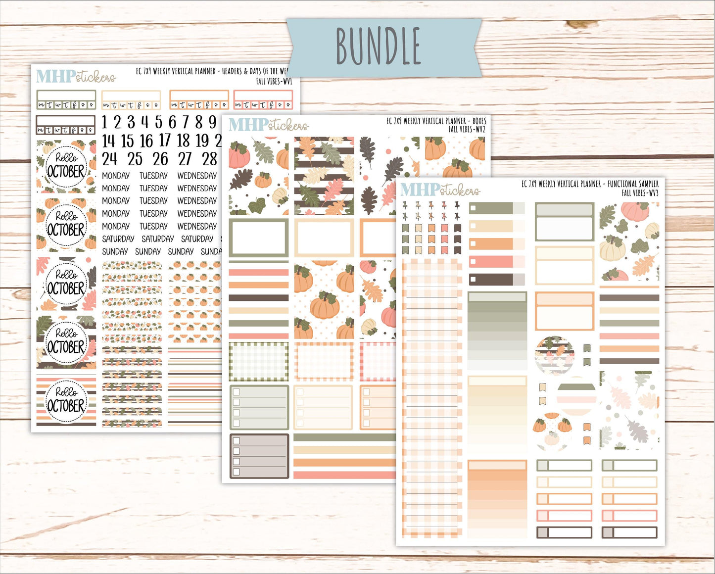OCTOBER Weekly Vertical Kits for 7x9 Erin Condren Planners. 2026 Collection "Fall Vibes" || ECWV