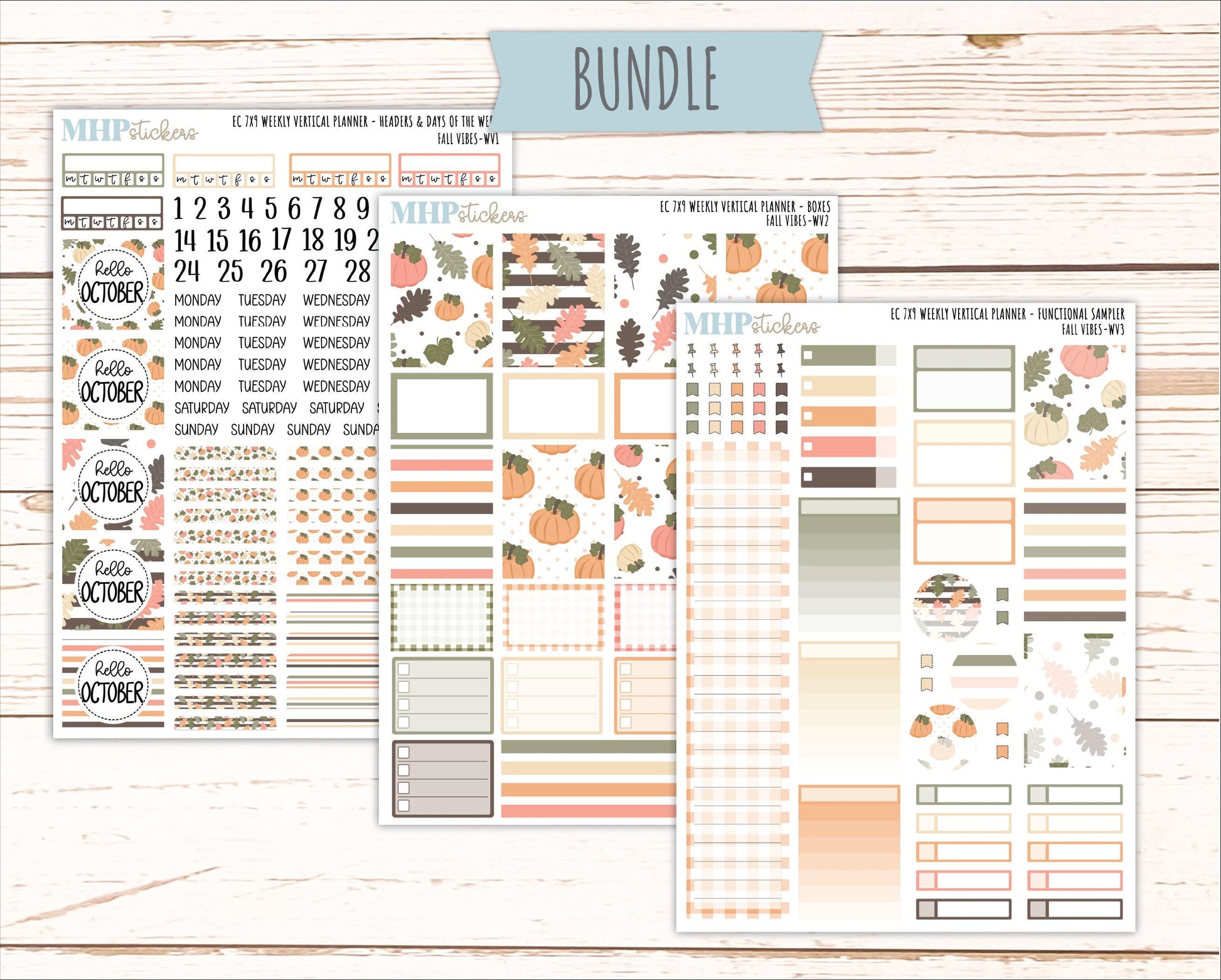 OCTOBER Weekly Vertical Kits for 7x9 Erin Condren Planners. 2026 Collection "Fall Vibes" || ECWV