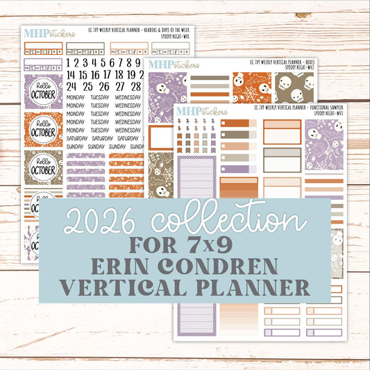 OCTOBER Weekly Vertical Kits for 7x9 Erin Condren Planners. 2026 Collection "Fall Vibes" || ECWV