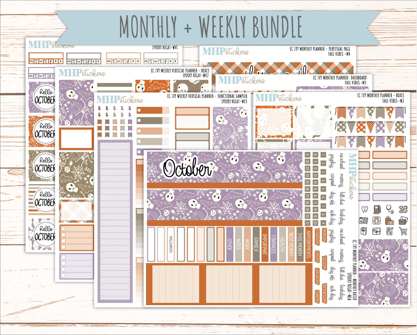OCTOBER Weekly Vertical Kits for 7x9 Erin Condren Planners. 2026 Collection "Fall Vibes" || ECWV