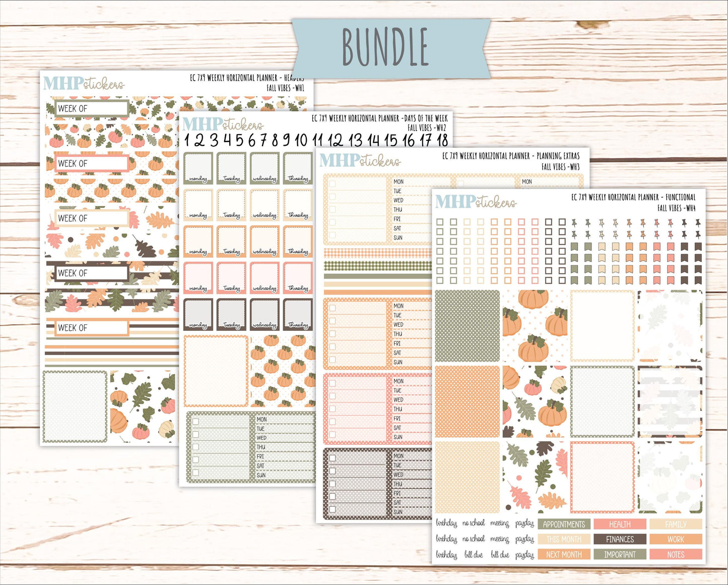 OCTOBER Weekly Horizontal Planning Kit for 7x9 Erin Condren Planners. 2026 Collection "Fall Vibes " || ECWH