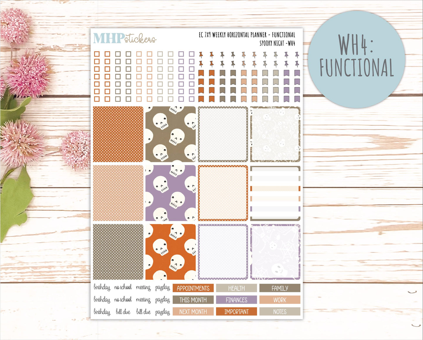 OCTOBER Weekly Horizontal Planning Kit for 7x9 Erin Condren Planners. 2026 Collection "Spooky Vibes " || ECWH