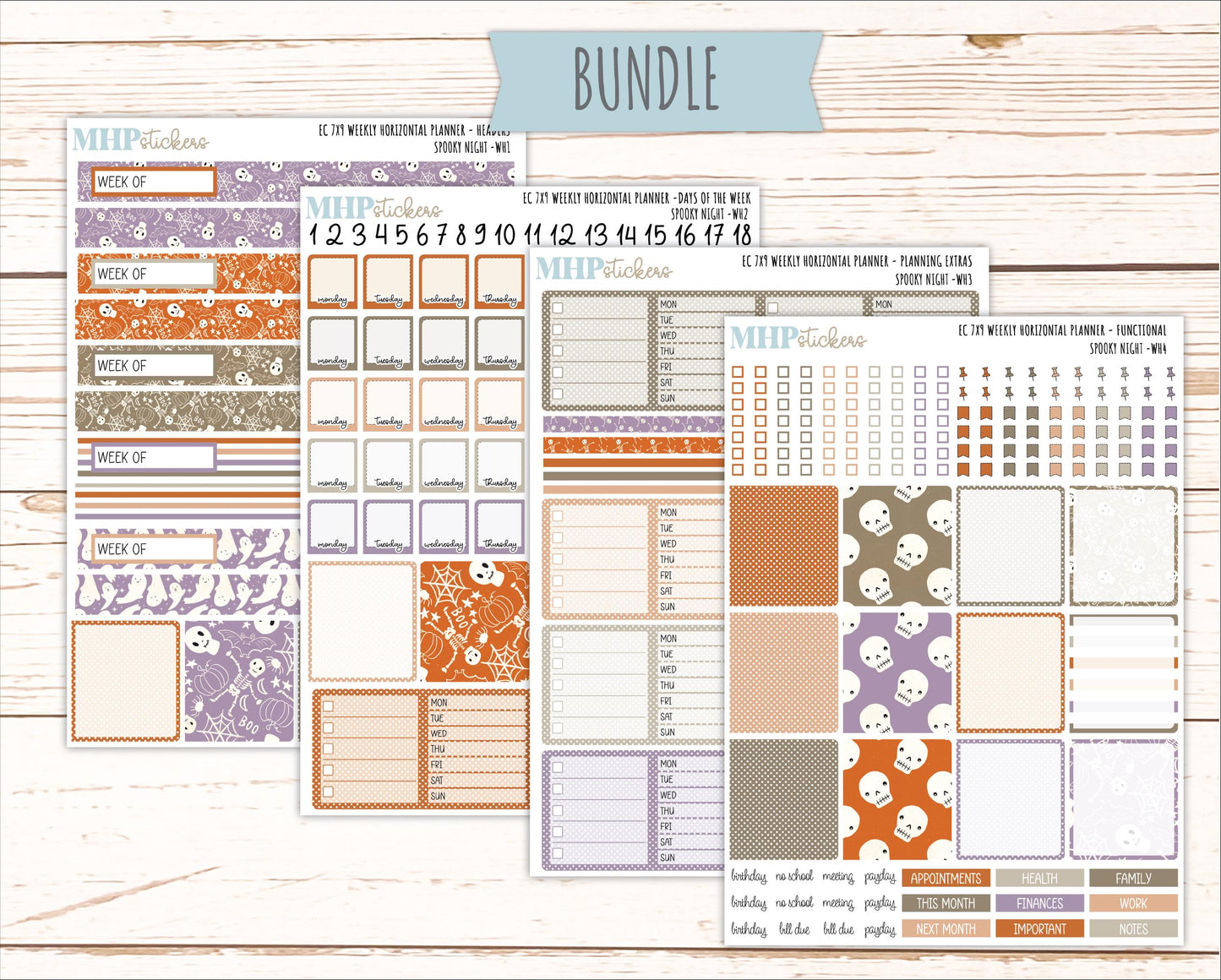 OCTOBER Weekly Horizontal Planning Kit for 7x9 Erin Condren Planners. 2026 Collection "Spooky Vibes " || ECWH