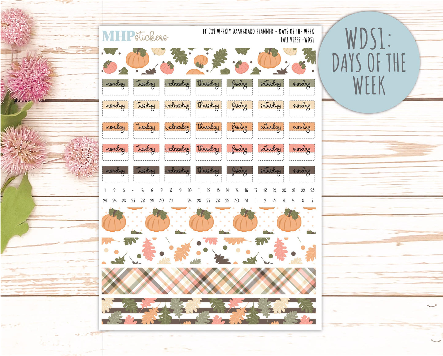 OCTOBER Weekly Dashboard Kit for 7x9 Erin Condren Planners. 2026 Collection "Fall Vibes" || ECWDS