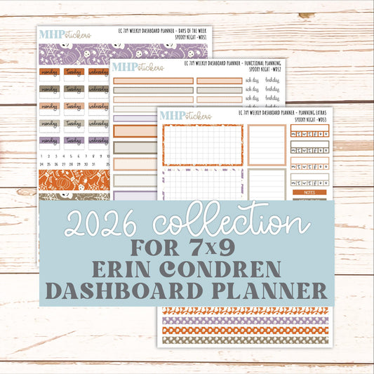 OCTOBER Weekly Dashboard Kit for 7x9 Erin Condren Planners. 2026 Collection "Spooky Night" || ECWDS