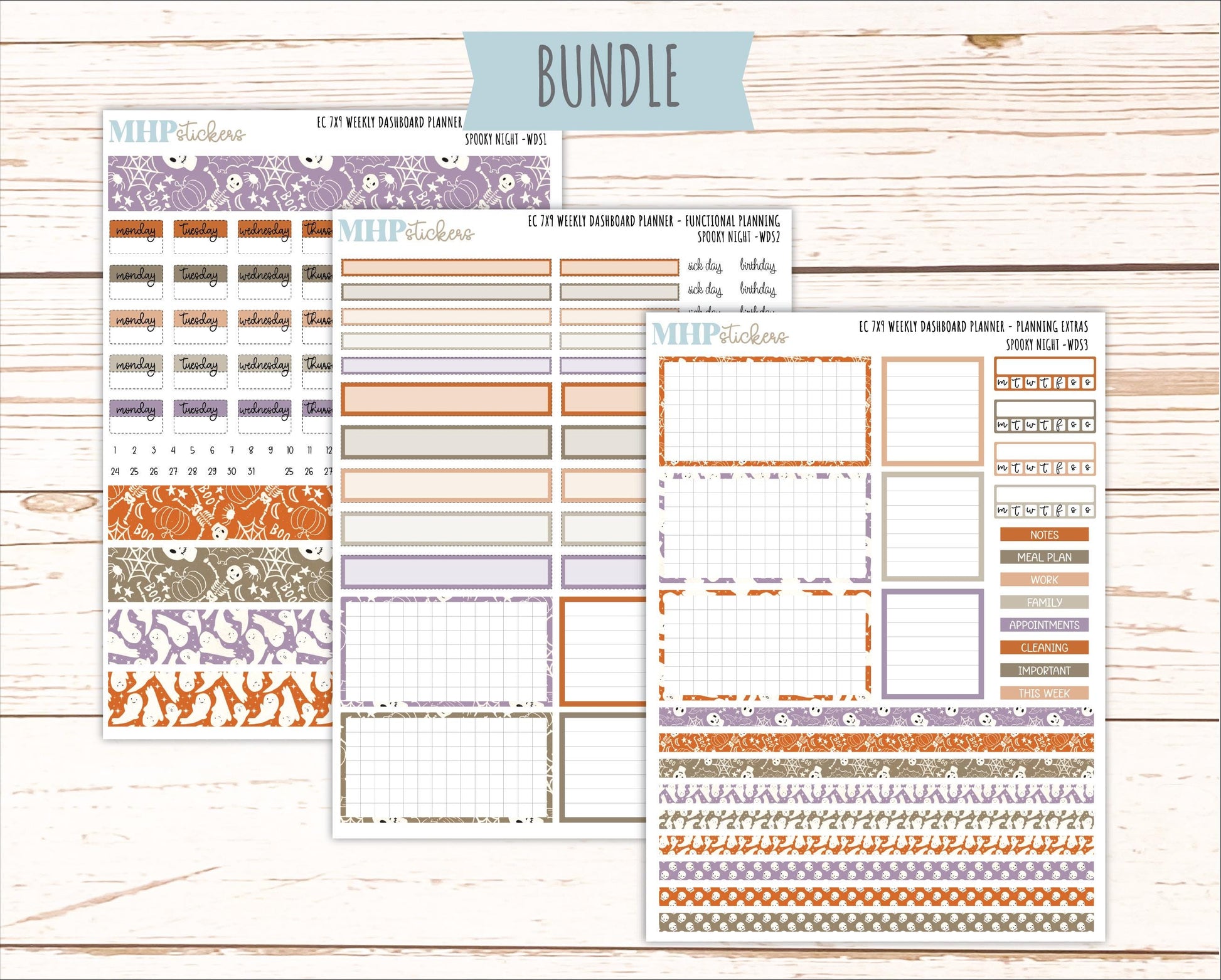 OCTOBER Weekly Dashboard Kit for 7x9 Erin Condren Planners. 2026 Collection "Spooky Night" || ECWDS
