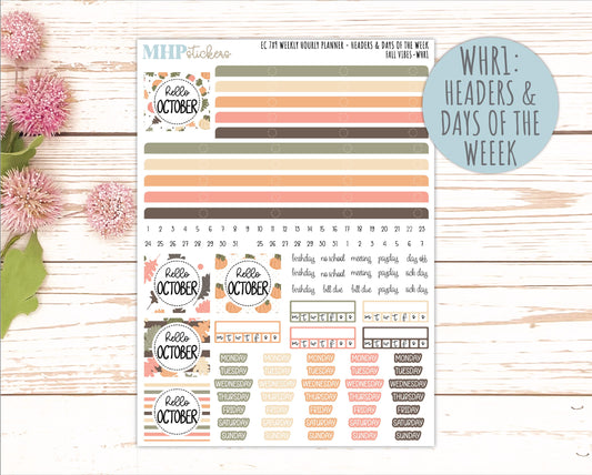 OCTOBER Weekly Hourly Planning Kits for 7x9 Erin Condren Planners. 2026 Collection "Fall Vibes" || ECWHR