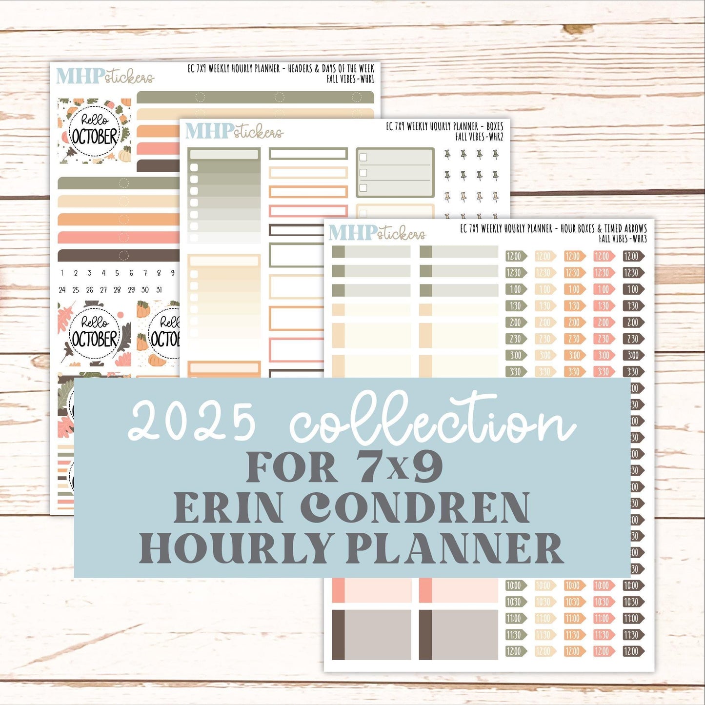 OCTOBER Weekly Hourly Planning Kits for 7x9 Erin Condren Planners. 2026 Collection "Fall Vibes" || ECWHR