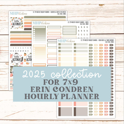 OCTOBER Weekly Hourly Planning Kits for 7x9 Erin Condren Planners. 2026 Collection "Fall Vibes" || ECWHR