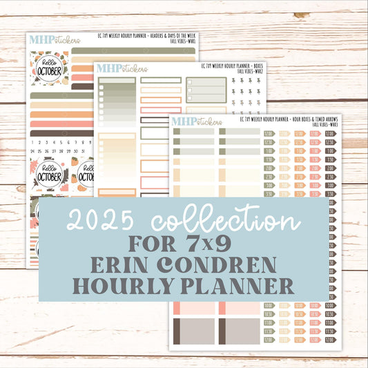 OCTOBER Weekly Hourly Planning Kits for 7x9 Erin Condren Planners. 2026 Collection "Fall Vibes" || ECWHR