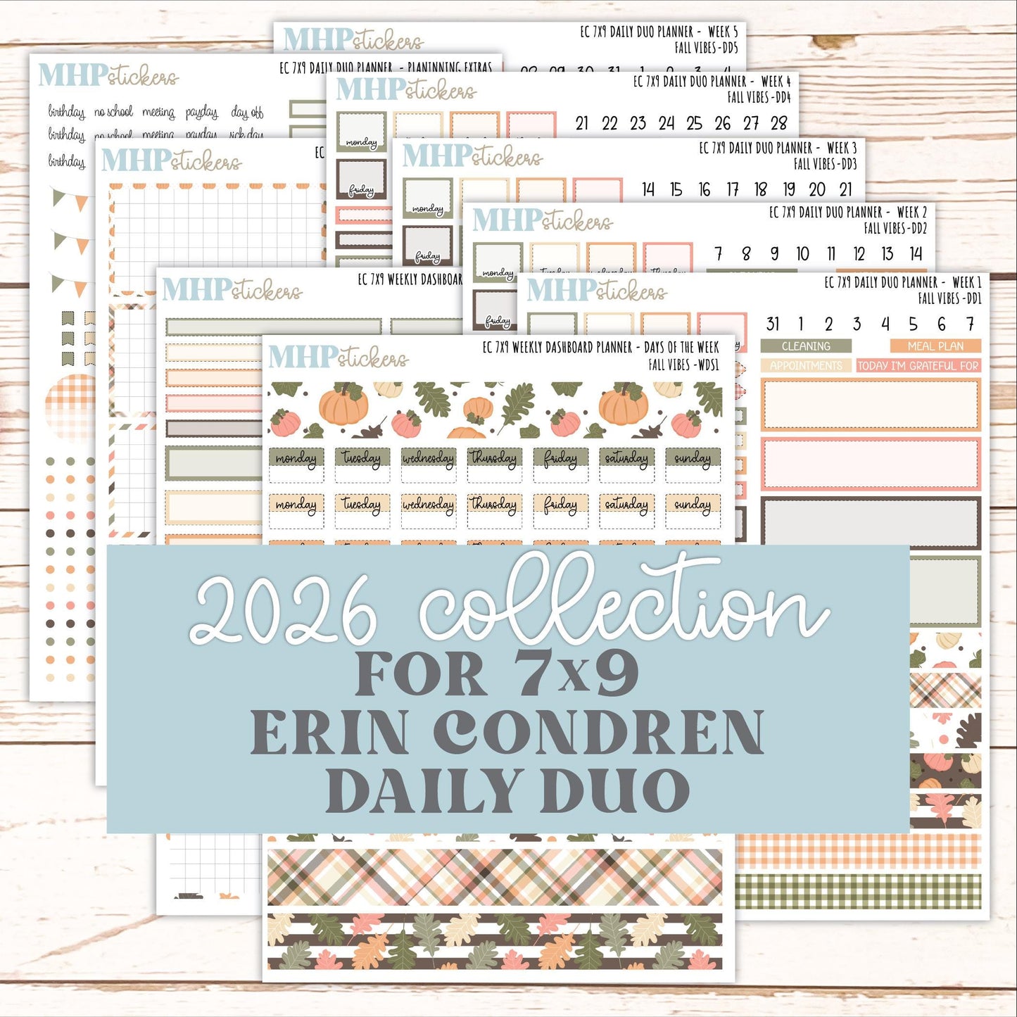 OCTOBER Daily Duo Sticker Kit for 7x9 Erin Condren Planners. 2026 Collection "Fall Vibes" || ECDD