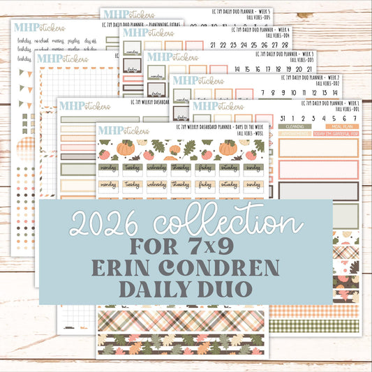 OCTOBER Daily Duo Sticker Kit for 7x9 Erin Condren Planners. 2026 Collection "Fall Vibes" || ECDD