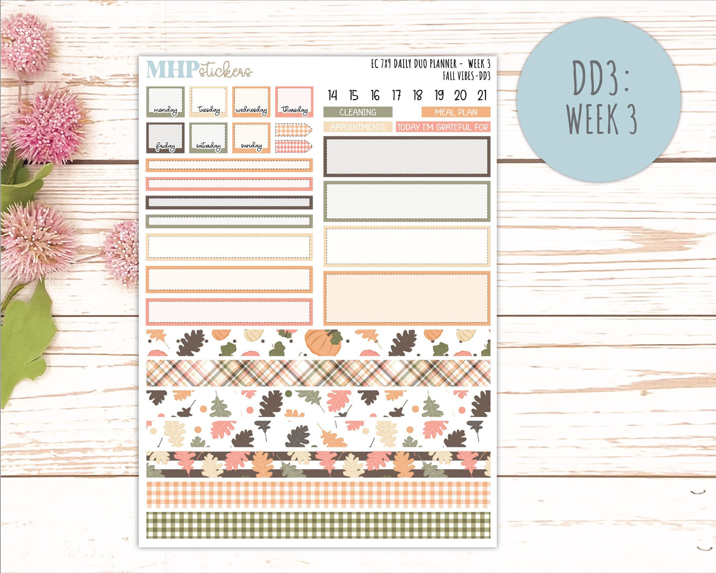 OCTOBER Daily Duo Sticker Kit for 7x9 Erin Condren Planners. 2026 Collection "Fall Vibes" || ECDD