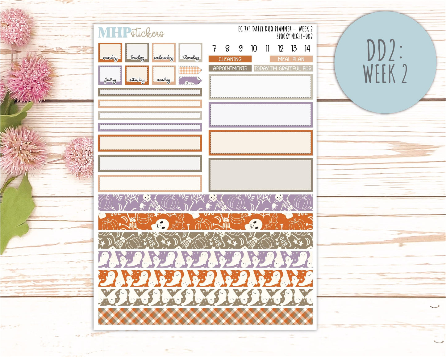 OCTOBER Daily Duo Sticker Kit for 7x9 Erin Condren Planners. 2026 Collection "Spooky Night" || ECDD