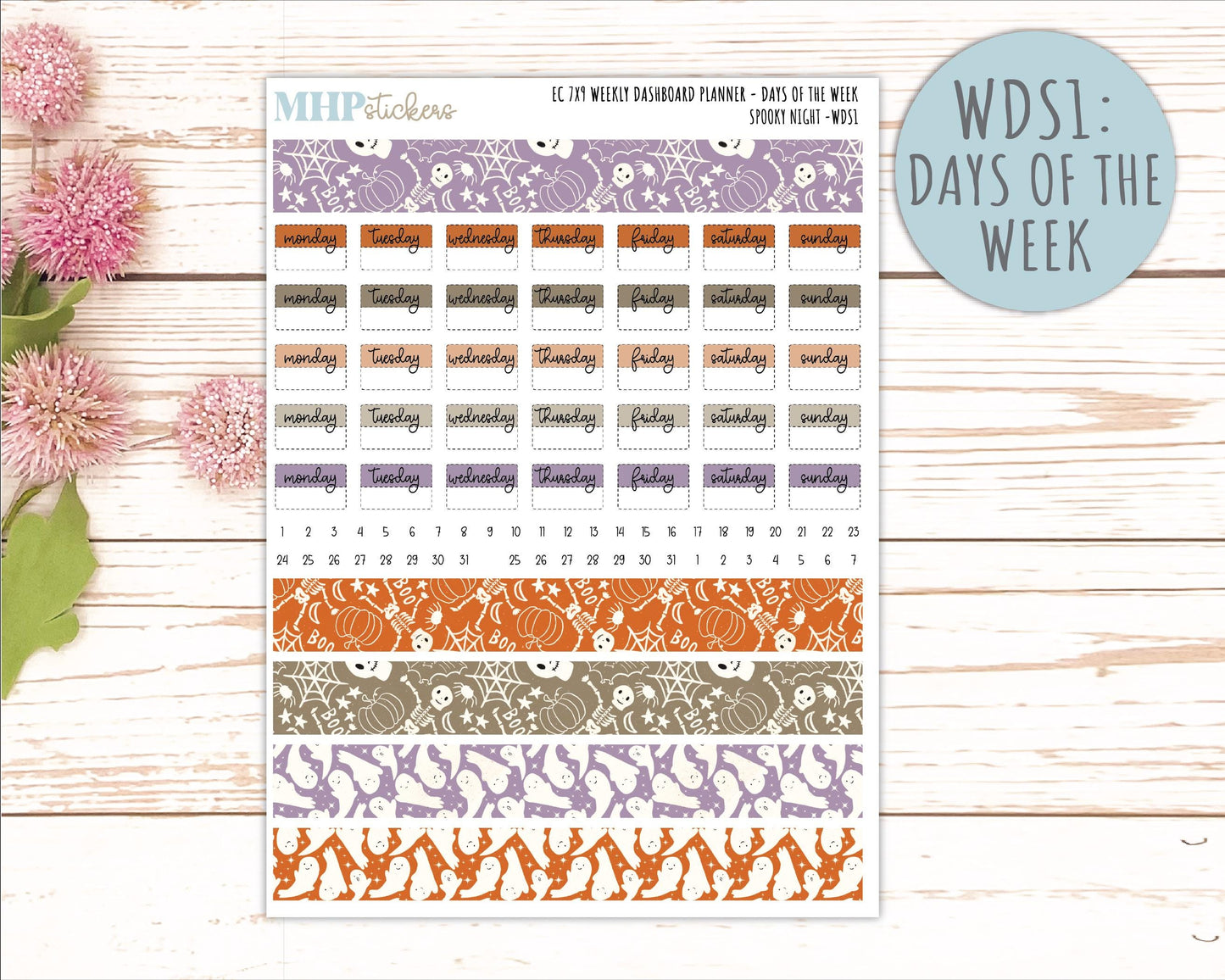 OCTOBER Daily Duo Sticker Kit for 7x9 Erin Condren Planners. 2026 Collection "Spooky Night" || ECDD