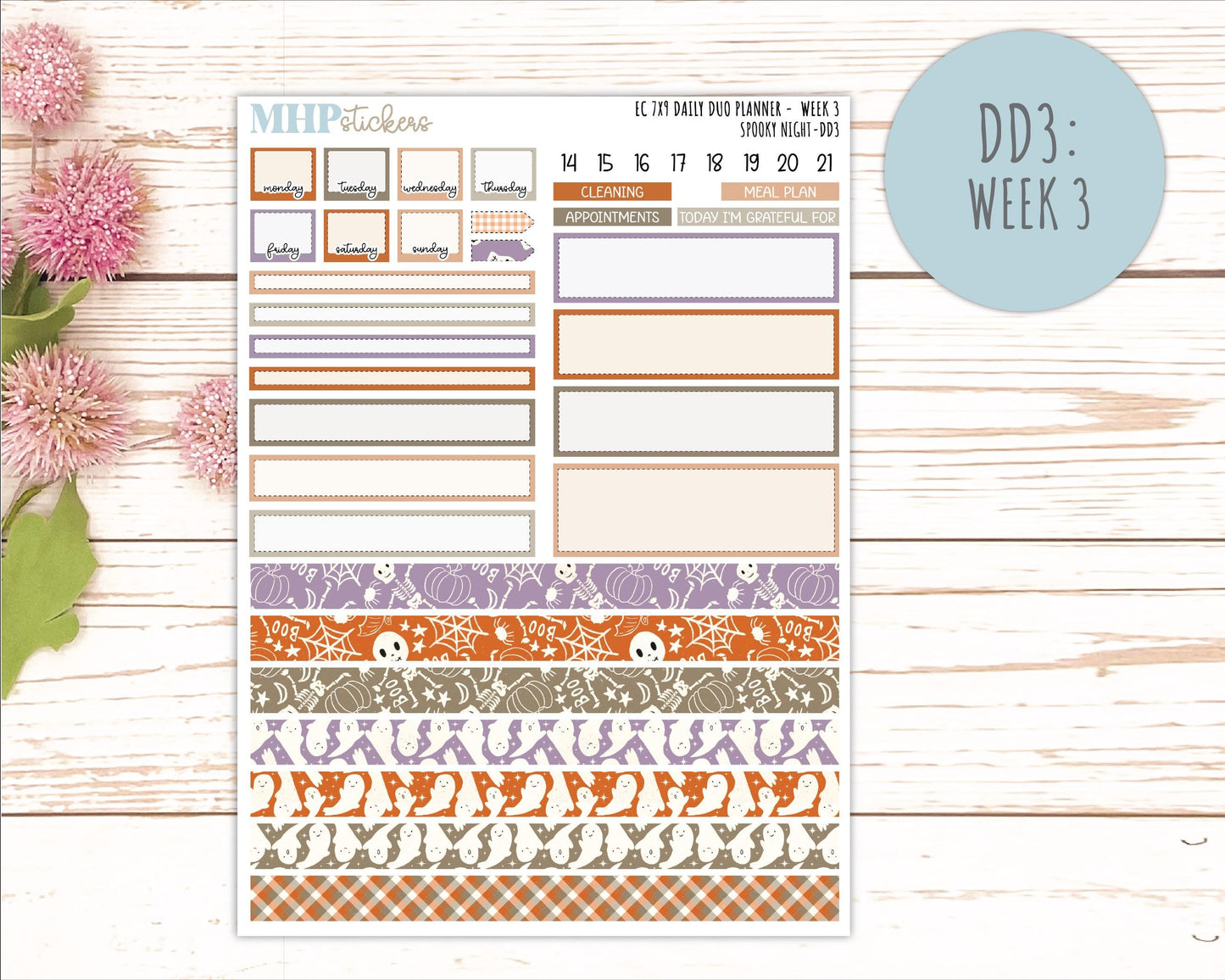 OCTOBER Daily Duo Sticker Kit for 7x9 Erin Condren Planners. 2026 Collection "Spooky Night" || ECDD