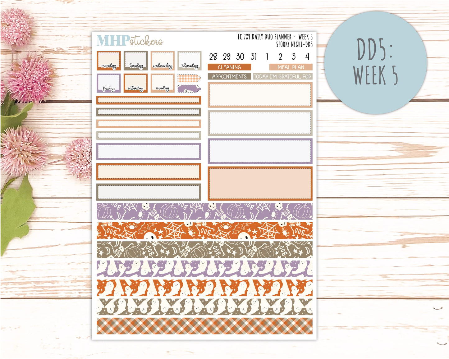 OCTOBER Daily Duo Sticker Kit for 7x9 Erin Condren Planners. 2026 Collection "Spooky Night" || ECDD