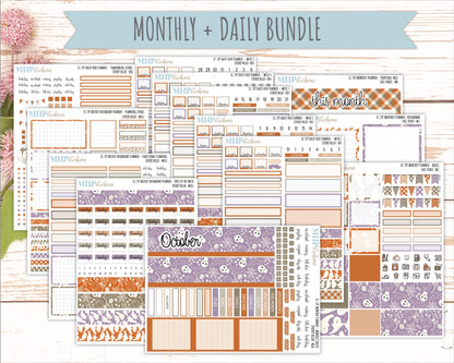 OCTOBER Daily Duo Sticker Kit for 7x9 Erin Condren Planners. 2026 Collection "Spooky Night" || ECDD