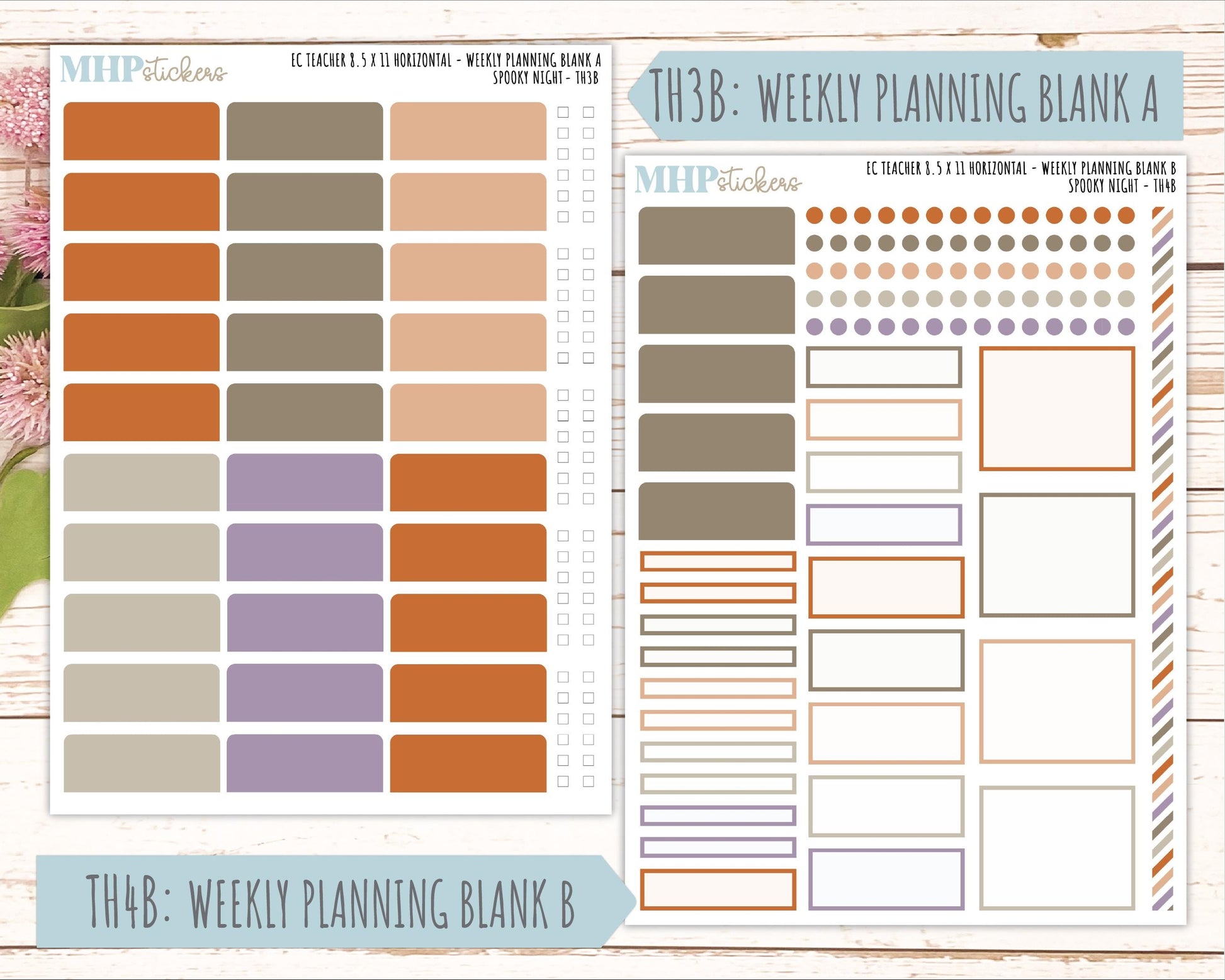 OCTOBER Stickers for EC Teacher Lesson Planner - Horizontal Layout. 2026 Collection "Spooky Night" || ECTH