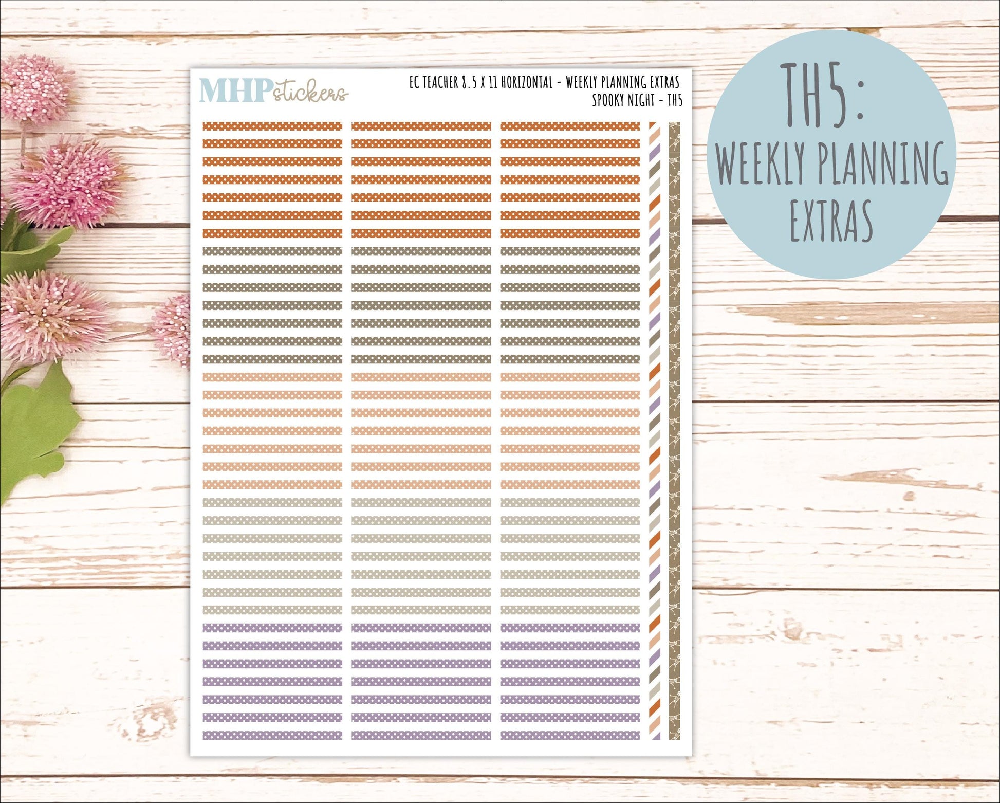 OCTOBER Stickers for EC Teacher Lesson Planner - Horizontal Layout. 2026 Collection "Spooky Night" || ECTH