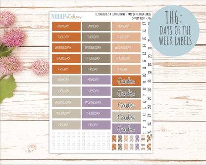 OCTOBER Stickers for EC Teacher Lesson Planner - Horizontal Layout. 2026 Collection "Spooky Night" || ECTH