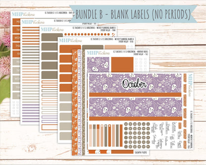 OCTOBER Stickers for EC Teacher Lesson Planner - Horizontal Layout. 2026 Collection "Spooky Night" || ECTH