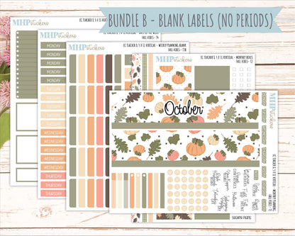 OCTOBER Stickers for EC Teacher Lesson Planner - Vertical Layout. 2026 Collection "Fall Vibes" || ECTV