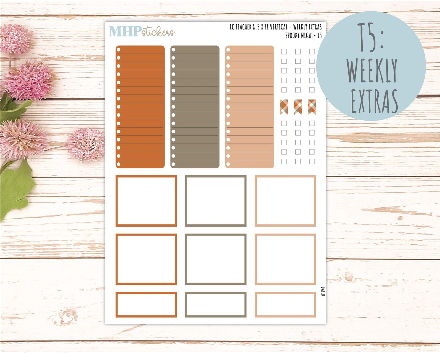 OCTOBER Stickers for EC Teacher Lesson Planner - Vertical Layout. 2026 Collection "Spooky Night" || ECTV