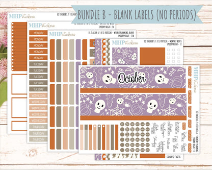 OCTOBER Stickers for EC Teacher Lesson Planner - Vertical Layout. 2026 Collection "Spooky Night" || ECTV