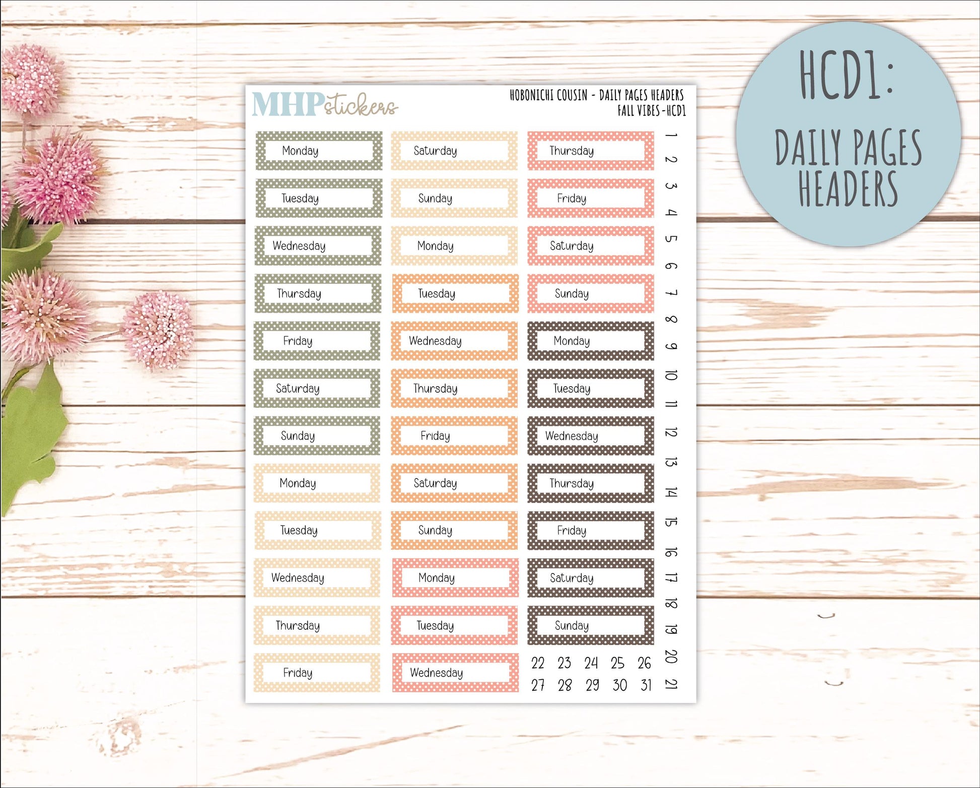 OCTOBER 2026 Stickers for Hobonichi Cousin. A5 Planners "Fall Vibes" || HC