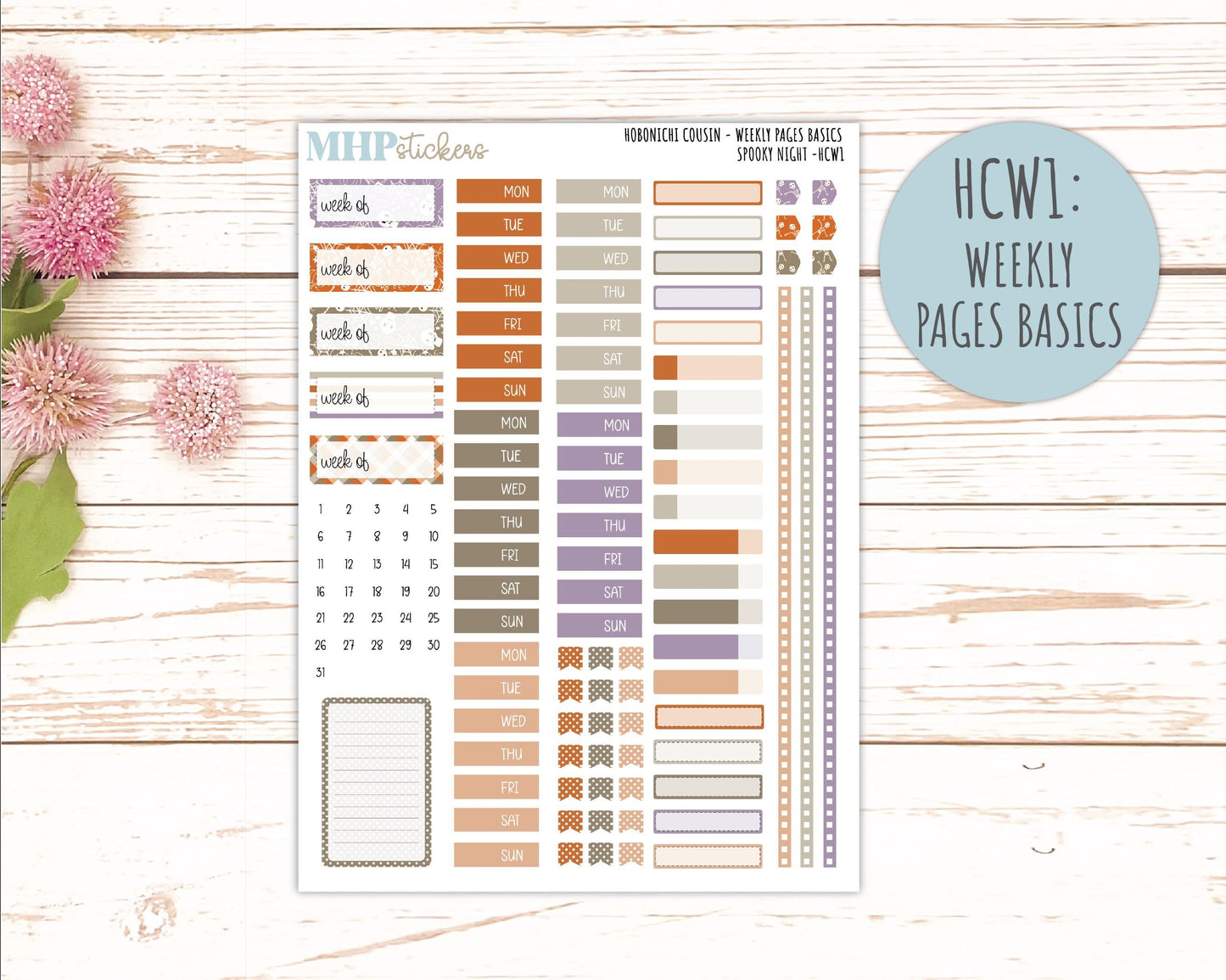 OCTOBER 2026 Stickers for Hobonichi Cousin. A5 Planners Spooky Night" || HC