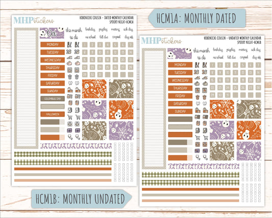 OCTOBER 2026 Stickers for Hobonichi Cousin. A5 Planners Spooky Night" || HC