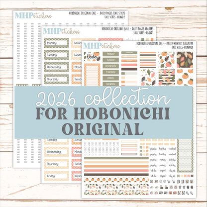 OCTOBER 2026 Stickers for Hobonichi Techo Original. A6 Planners "Fall Vibes" || HO