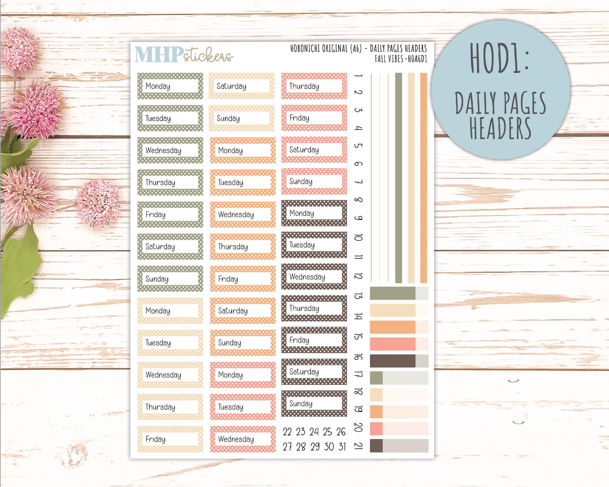 OCTOBER 2026 Stickers for Hobonichi Techo Original. A6 Planners "Fall Vibes" || HO