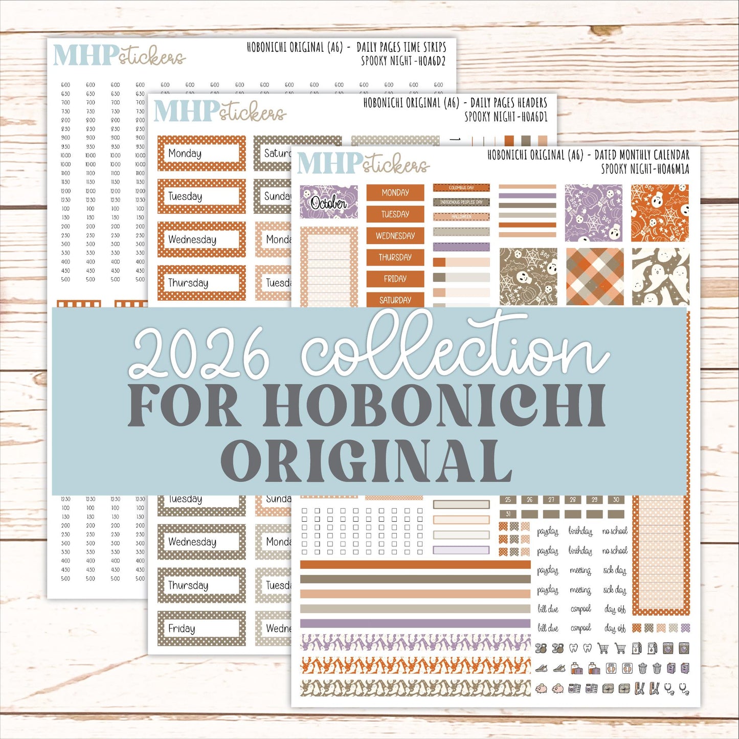 OCTOBER 2026 Stickers for Hobonichi Techo Original. A6 Planners "Spooky Night" || HO