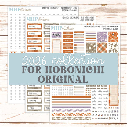 OCTOBER 2026 Stickers for Hobonichi Techo Original. A6 Planners "Spooky Night" || HO