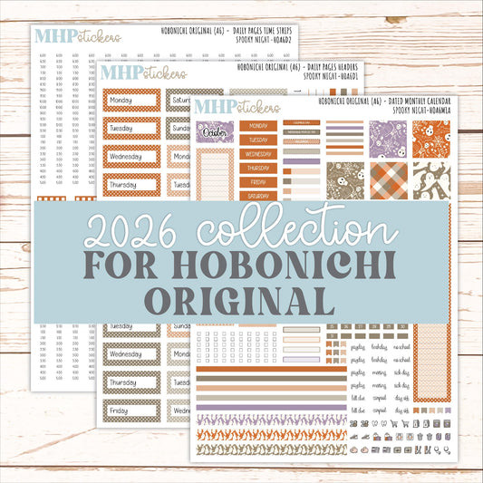 OCTOBER 2026 Stickers for Hobonichi Techo Original. A6 Planners "Spooky Night" || HO