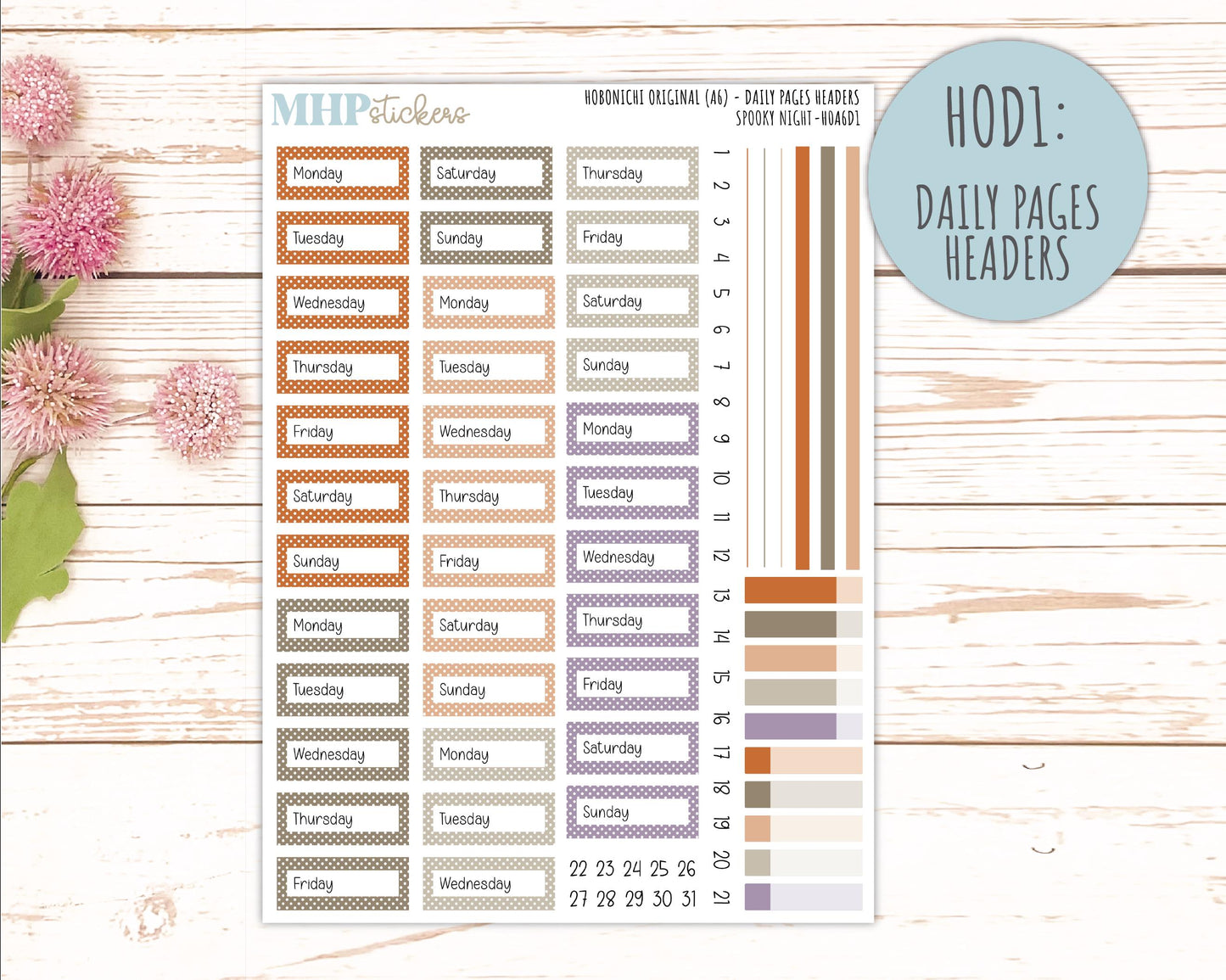 OCTOBER 2026 Stickers for Hobonichi Techo Original. A6 Planners "Spooky Night" || HO