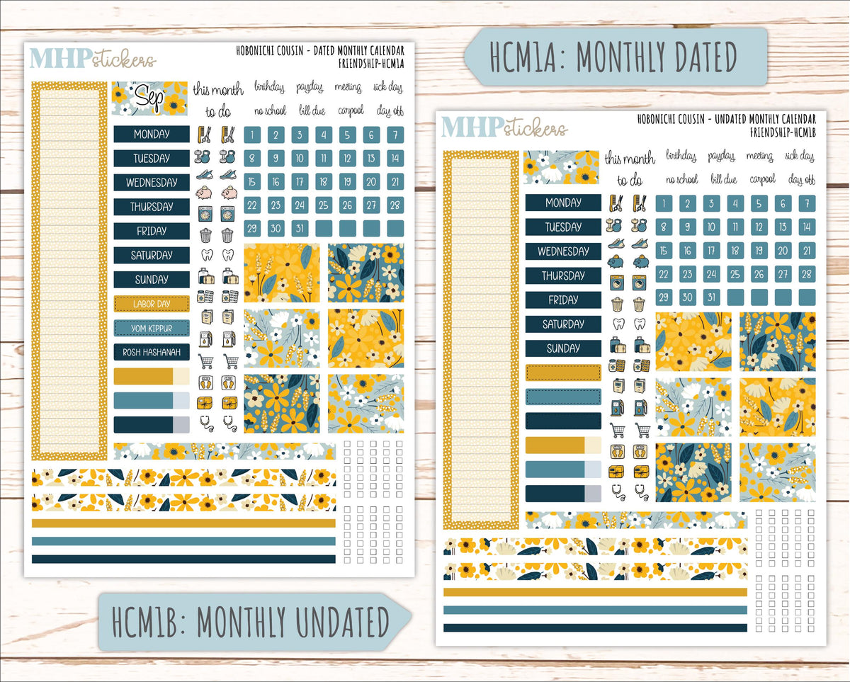 SEPTEMBER 2026 Stickers for Hobonichi Cousin. A5 Planners "Friendship" || HC