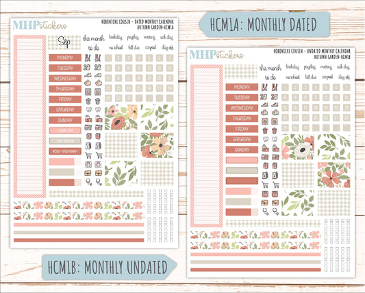 SEPTEMBER 2026 Stickers for Hobonichi Cousin. A5 Planners "Autumn Garden" || HC