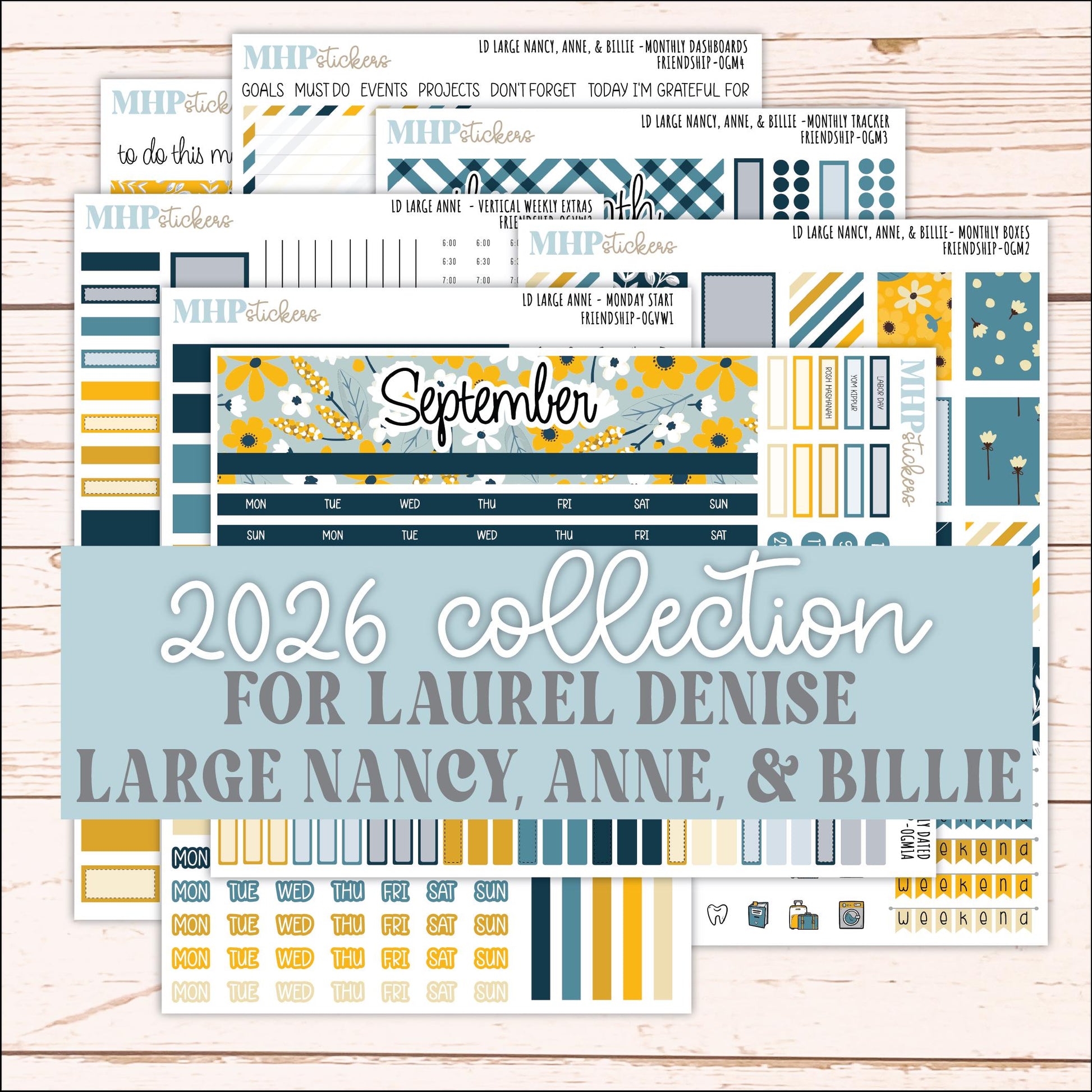 SEPTEMBER 2026 Stickers for Large Nancy, Anne, & Billie Planners. Laurel Denise Planners. "Friendship" || OG