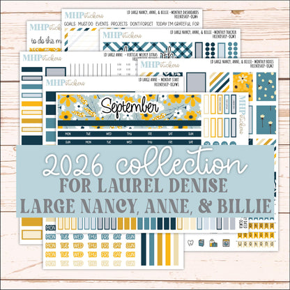 SEPTEMBER 2026 Stickers for Large Nancy, Anne, & Billie Planners. Laurel Denise Planners. "Friendship" || OG