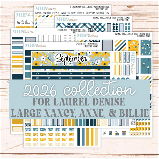 SEPTEMBER 2026 Stickers for Large Nancy, Anne, & Billie Planners. Laurel Denise Planners. "Friendship" || OG