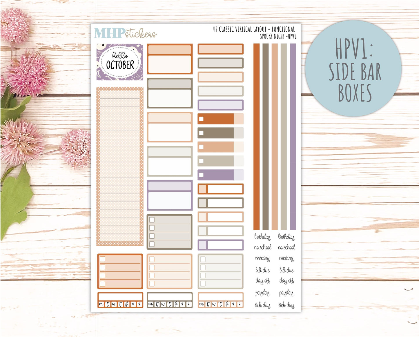 OCTOBER Stickers for Happy Planner Classic Vertical Layout. 2026 Collection. "Spooky Night" || HPV