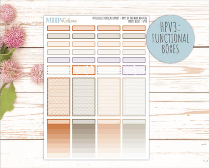 OCTOBER Stickers for Happy Planner Classic Vertical Layout. 2026 Collection. "Spooky Night" || HPV