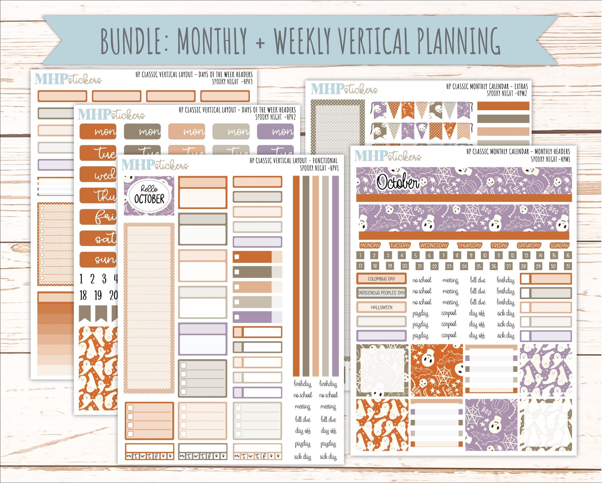 OCTOBER Stickers for Happy Planner Classic Vertical Layout. 2026 Collection. "Spooky Night" || HPV