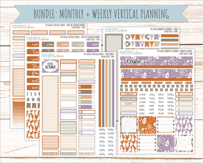 OCTOBER Stickers for Happy Planner Classic Vertical Layout. 2026 Collection. "Spooky Night" || HPV